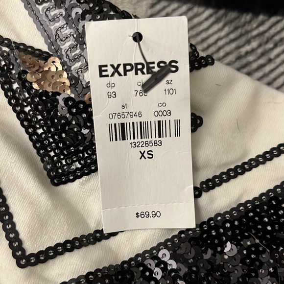 Express Sequin Mini Skirt Aztec Print Tribal New with tags size XS - Picture 3 of 4